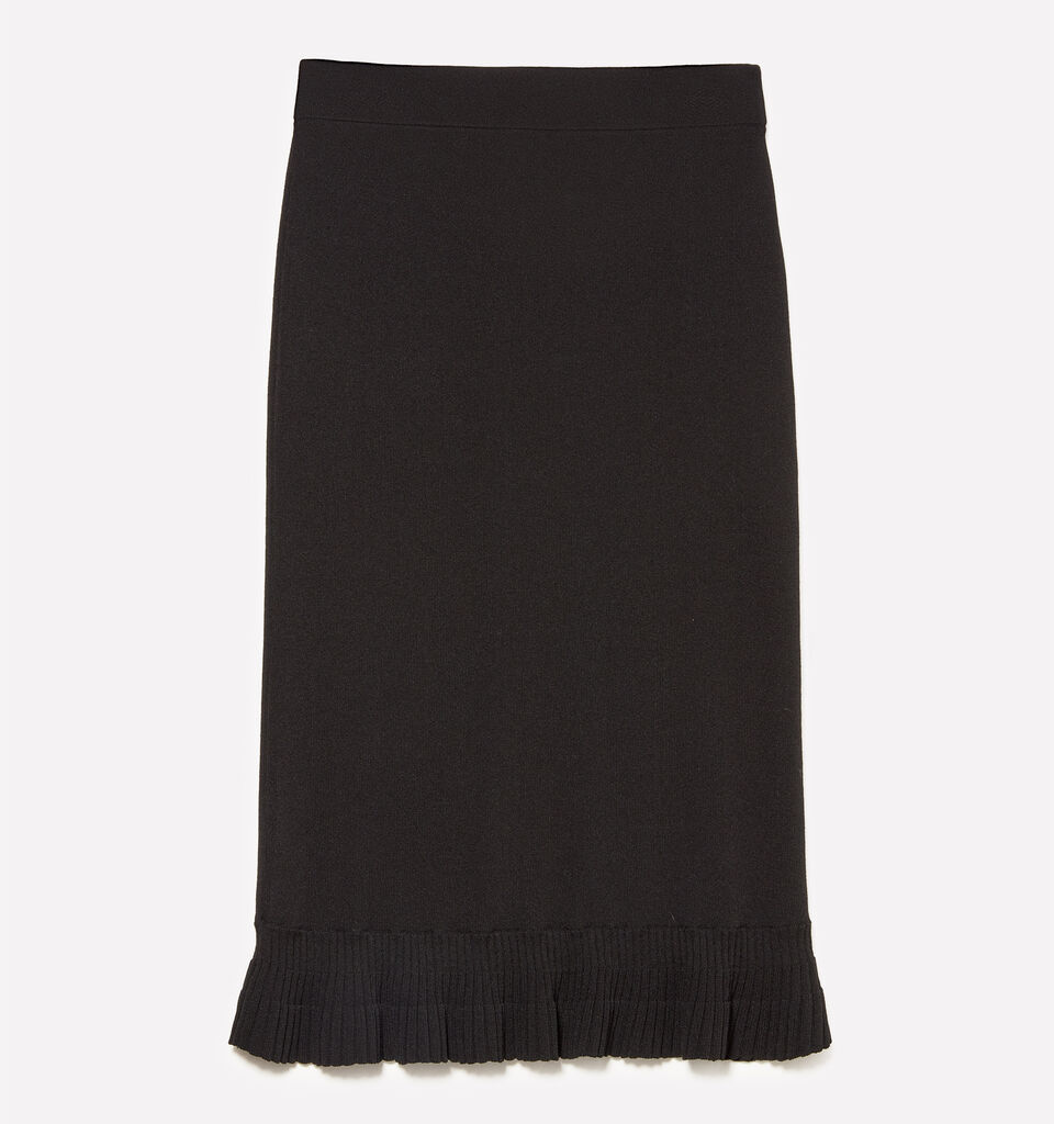 Black knit skirt with rouches - women's midi skirts - Black | Sisley image number 6